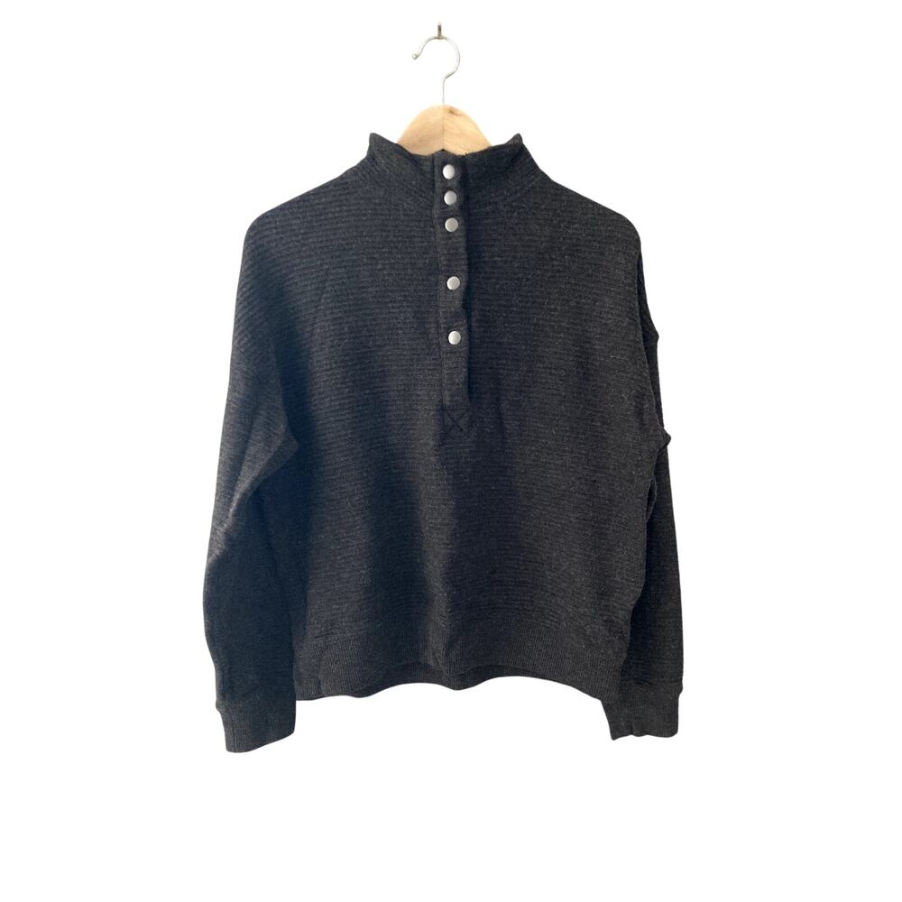 Thread & Supply Cozy Merrick Snap Pullover Black Heather Medium